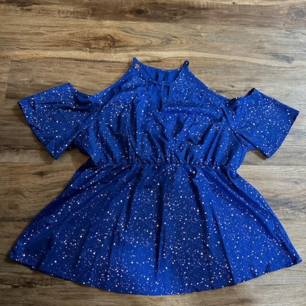 Cold Shoulder Blouse with Sparkles